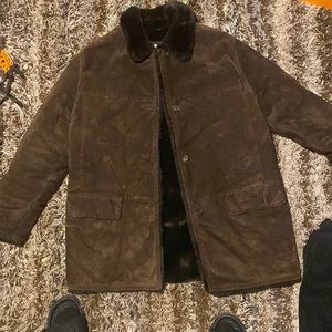 Trench suede leather jacket
